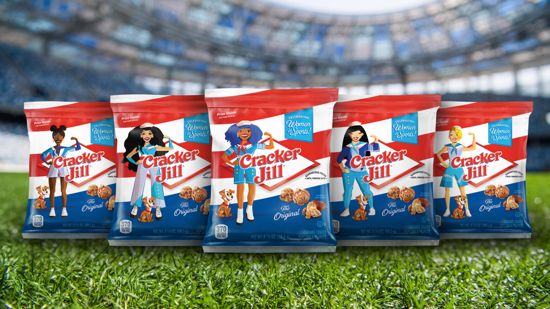 Cracker Jill bags up close on baseball field